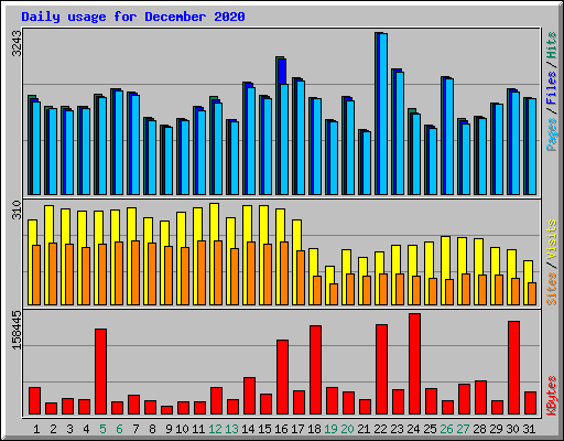 Daily usage for December 2020