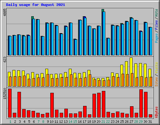 Daily usage for August 2021