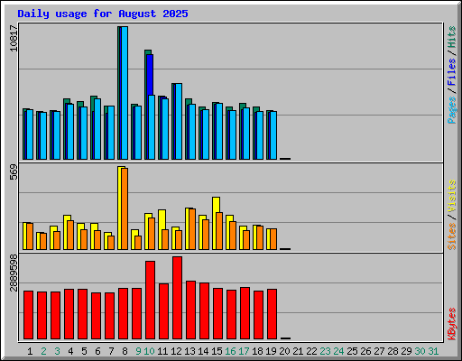 Daily usage for August 2025