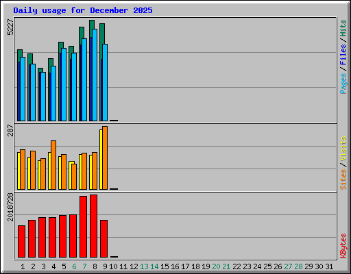 Daily usage for December 2025